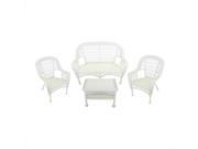 4 Piece White Resin Wicker Patio Furniture Set Loveseat 2 Chairs Table