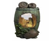 31 LED Lighted Rustic Green Barrel and Brown Urn Pots Spring Outdoor Garden Water Fountain