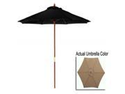 9 Outdoor Patio Market Umbrella Beige Taupe and Cherry Wood