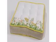 16 Tea Garden Taupe and Yellow Floral Print Square Indoor Chair Cushion