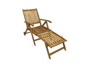 54.5 Acacia Wood Outdoor Patio Furniture Sun Lounger Chair