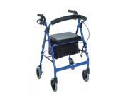 Essential Medical Supply Health Care Hospital Patient Featherlight 4 Wheel Walker w Loop Hand Brakes Red