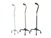 Essential Medical Supply Home Outdoor Large Base Aluminum Quad Cane Foam Handle With Adjustable Height Black