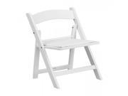 Kids White Resin Folding Chair with White Vinyl Padded Seat