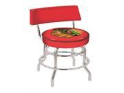 30 L7C4 Chrome Double Ring Chicago Blackhawks Swivel Bar Stool with a Back