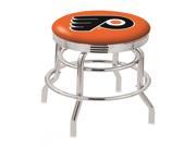 30 L7C3C Chrome Double Ring Philadelphia Flyers Swivel Bar Stool with 2.5 Ribbed Accent Ring