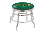 Holland Bar Stool 25 L7C3C Chrome Double Ring North Dakota State Swivel Bar Stool with 2.5 Ribbed Accent Ring