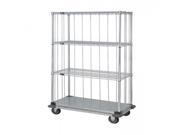 Quantum 3 Sided Dolly Base Wire Shelf Cart 74 H Post Dolly Base Units with 3 Wire shelves 1 Solid shelf Rods and Tabs 18 W X 48 L X 81 H