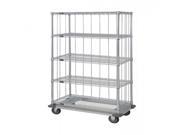 Quantum 3 Sided Dolly Base 5 Wire Shelf Cart 63 H Post Dolly Base Units with Rods and Tabs 24 W X 36 L X 70 H