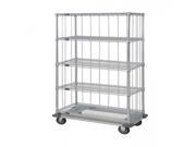 Quantum 3 Sided Dolly Base 5 Wire Shelf Cart 63 H Post Dolly Base Units with Rods and Tabs 18 W X 36 L X 70 H