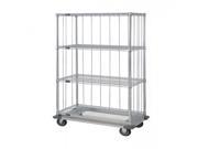 Quantum 3 Sided Dolly Base 4 Wire Shelf Cart 63 H Post Dolly Base Units with Rods and Tabs 18 W X 48 L X 70 H