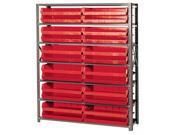 Quantum 7 Shelf Giant Open Hopper 24 QUS245 Bin Storage Rack Unit 12 D Red