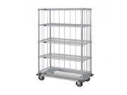 Quantum 3 Sided Dolly Base 5 Wire Shelf Cart 74 H Post Dolly Base Units with Rods and Tabs 18 W X 36 L X 81 H