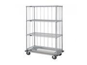 Quantum 3 Sided Dolly Base 4 Wire Shelf Cart 74 H Post Dolly Base Units with Rods and Tabs 24 W X 60 L X 81 H