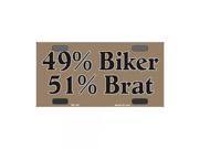Smart Blonde 49% Biker 51% Brat Novelty Vanity Metal Bicycle License Plate Tag Sign