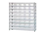 Quantum Storage System WR9 206CL 9 Shelf Wire Shelving Unit with 40 QSB206CL Clear View Store More Bin