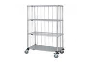 Quantum 3 Sided 63 H Post Stem Caster Units with 3 Wire shelves 1 Solid shelf Rods and Tabs 24 W X 48 L X 69 H