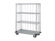 Quantum 3 Sided Dolly Base Wire Shelf Cart 74 H Post Dolly Base Units with 3 Wire shelves 1 Solid shelf Rods and Tabs 18 W X 36 L X 81 H