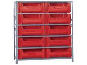 Quantum 6 Shelf Giant Open Hopper Stack Container 10 QGH700 Bin Storage Center Red