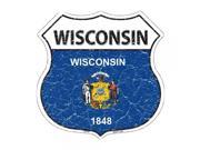 SmartBlonde HS 157 Wisconsin State Flag Highway Shield Aluminum Metal Sign