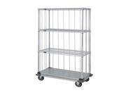 Quantum 3 Sided Dolly Base Wire Shelf Cart 74 H Post Dolly Base Units with 3 Wire shelves 1 Solid shelf Rods and Tabs 18 W X 60 L X 81 H