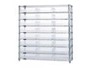Quantum Storage System WR9 209CL 9 Shelf Wire Shelving Unit with 24 QSB209CL Clear View Store More Bin