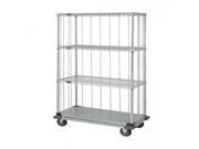 Quantum 3 Sided Dolly Base Wire Shelf Cart 63 H Post Dolly Base Units with 3 Wire shelves 1 Solid shelf Rods and Tabs 24 W X 36 L X 70 H