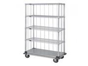 Quantum 3 Sided Dolly Base Wire Shelf Cart 74 H Post Dolly Base Units with 4 Wire shelves 1 Solid shelf Rods and Tabs 24 W X 60 L X 81 H
