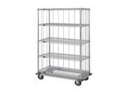 Quantum 3 Sided Dolly Base 5 Wire Shelf Cart 74 H Post Dolly Base Units with Rods and Tabs 24 W X 60 L X 81 H