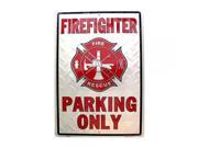 SmartBlonde Firefighter Parking Only Novelty Embossed Vanity Metal Parking Sign PS30094