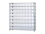 Quantum Storage System WR9 201CL 9 Shelf Wire Shelving Unit with 64 QSB201CL Clear View Store More Bin