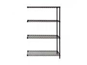 Quantum Storage System Add on Kit for 4 Shelf Wire Shelving Unit 12 W x 36 L x 86 H Black Finish