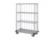 Quantum 3 Sided Dolly Base Wire Shelf Cart 63 H Post Dolly Base Units with 3 Wire shelves 1 Solid shelf Rods and Tabs 24 W X 60 L X 70 H
