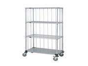 Quantum 3 Sided 63 H Post Stem Caster Units with 3 Wire shelves 1 Solid shelf Rods and Tabs 18 W X 36 L X 69 H