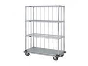 Quantum 3 Sided Dolly Base Wire Shelf Cart 74 H Post Dolly Base Units with 3 Wire shelves 1 Solid shelf Rods and Tabs 24 W X 36 L X 81 H