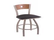 XL 830 Voltaire 30 Bar Stool with Anodized Nickel Finish Allante Dark Blue Seat Medium Oak Back and 360 swivel