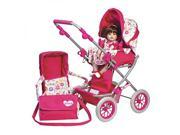 Adora Doll Accessories Adjustable Handle Deluxe Toy Play Stroller with free Diaper Carriage Bag for Kids 2 years up