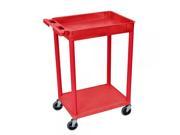 Luxor Home Office Service Storage Top Tub and Bottom Flat Shelf Cart Red