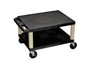 H. WILSON Portable 16 H Black All Purpose Mobile Boardroom Service Utility Tuffy AV Cart With 2 Shelves And 3 Electrical Outlet In Putty Legs