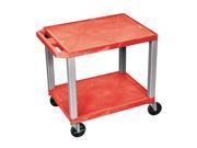 H. Wilson 2 shelf Mobile Multipurpose Storage Tuffy Utility Cart Push Handle No Electric Red Nickel Legs