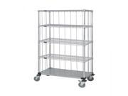 Quantum 3 Sided Stem Caster Wire Shelf Cart 63 H Post Stem Caster Units with 4 Wire shelves 1 Solid shelf Rods and Tabs 18 W X 48 L X 69 H