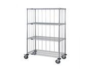Quantum 3 Sided 4 Wire Shelf Cart 63 H Post 5 Stem Caster Units with Rods and Tabs With Rods Tabs 18 W X 36 L X 69 H