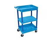 Luxor Top Bottom Tub and Flat Middle Shelf Cart Blue