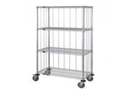 Quantum 3 Sided 5 Wire Shelf Cart 74 H Post 5 Stem Caster Units with Rods and Tabs 18 W X 48 L X 80 H