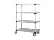 Quantum 4 Solid Shelf Mobile Cart with Casters 24 W X 48 L X 69 H