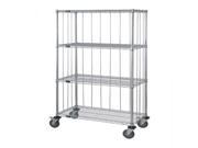 Quantum 3 Sided 5 Wire Shelf Cart 63 H Post 5 Stem Caster Units with Rods and Tabs 24 W X 36 L X 69 H
