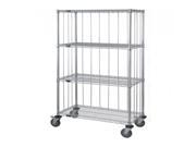 Quantum 3 Sided 4 Wire Shelf Cart With Rods Tabs 74 H Post 5 Stem Caster Units with Rods and Tabs 24 W X 60 L X 80 H