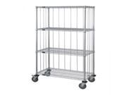 Quantum 3 Sided 4 Wire Shelf Cart With Rods Tabs 74 H Post 5 Stem Caster Units with Rods and Tabs 24 W X 36 L X 80 H