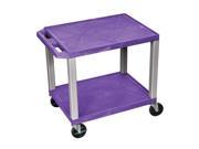H. Wilson Mobile 2 Shelf Multipurpose Storage Tuffy Utility Cart Lockable Casters No Electrical Outlet Purple Nickel