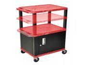 H. WILSON Rolling Movable Multi purpose Storage Utility Cart with Lockable Cabinet Red Black Legs